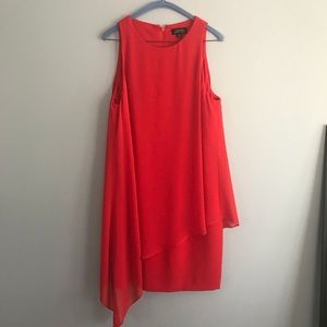 Tahari Red Chiffon Layered Dress